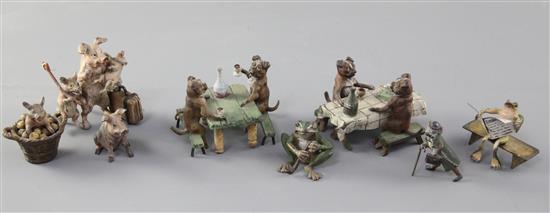 A collection of Austrian cold painted bronze miniatures, largest 2.5in.